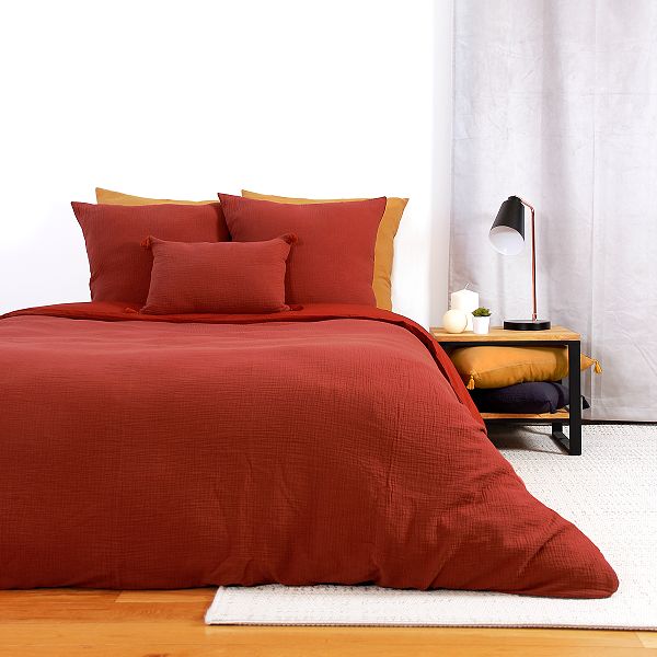 Parure De Lit En Gaze De Coton Null Rouge Kiabi 35 00