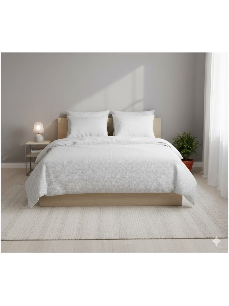 Parure de lit en gaze de coton Zig Zag Blanc - Kiabi