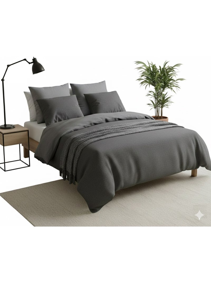 Parure de lit en gaze de coton Zig Zag Noir - Kiabi
