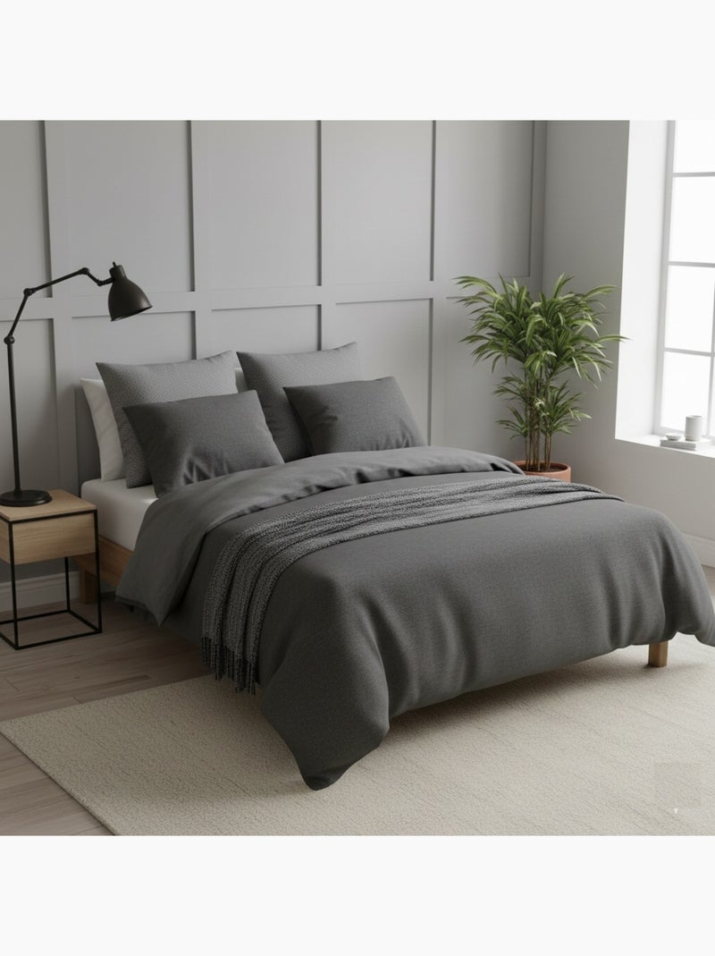 Parure de lit en gaze de coton Zig Zag Noir - Kiabi