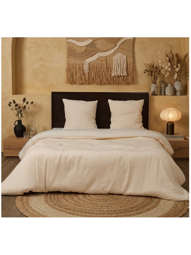 Parure de lit en gaze de microfibre collection bicolore Beige - Kiabi