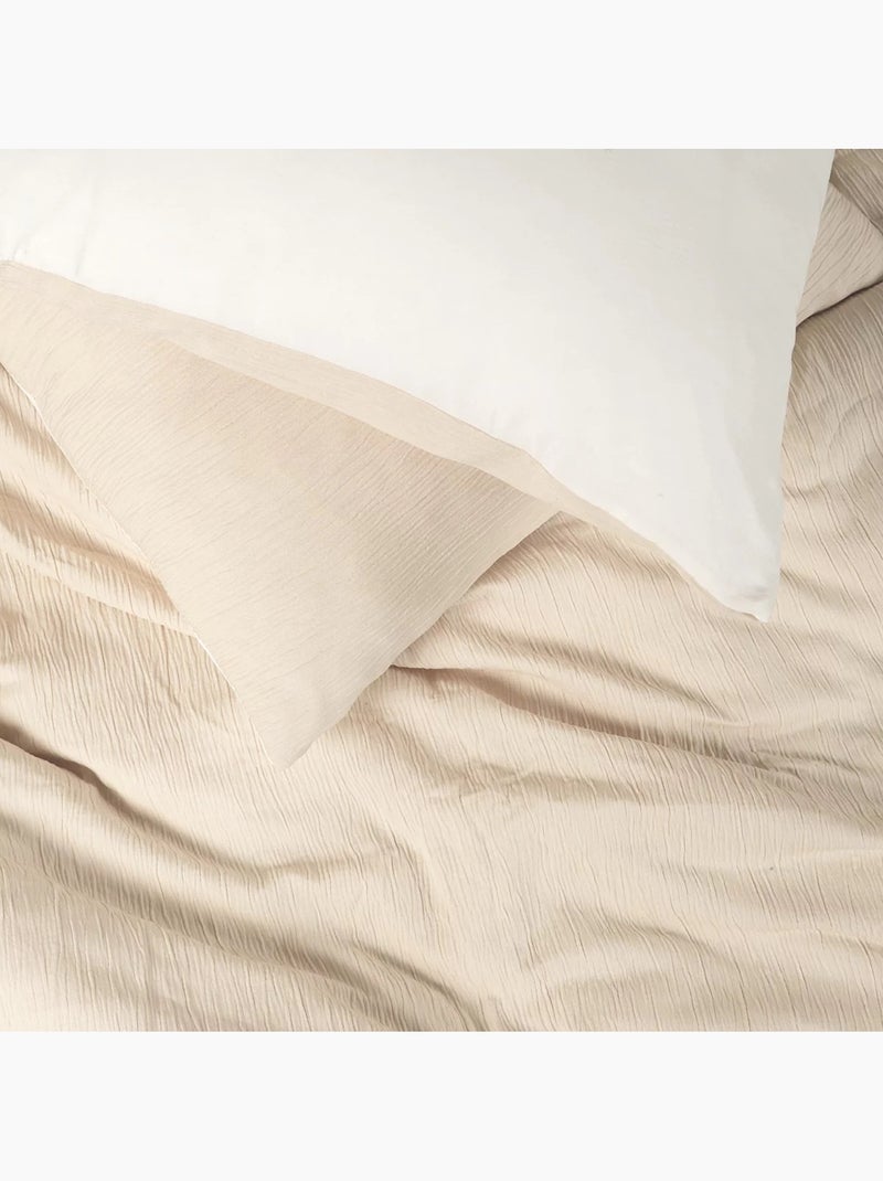 Parure de lit en gaze de microfibre collection bicolore Beige - Kiabi