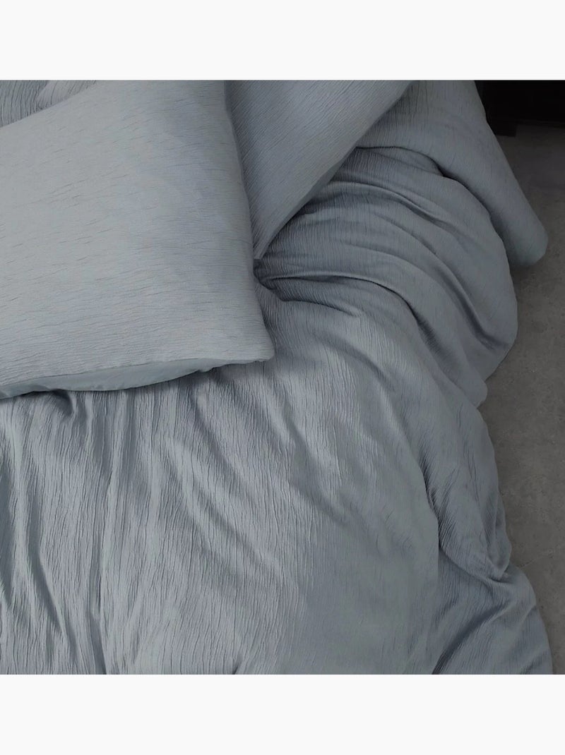 Parure de lit en gaze de microfibre Collection Uni Bleu - Kiabi