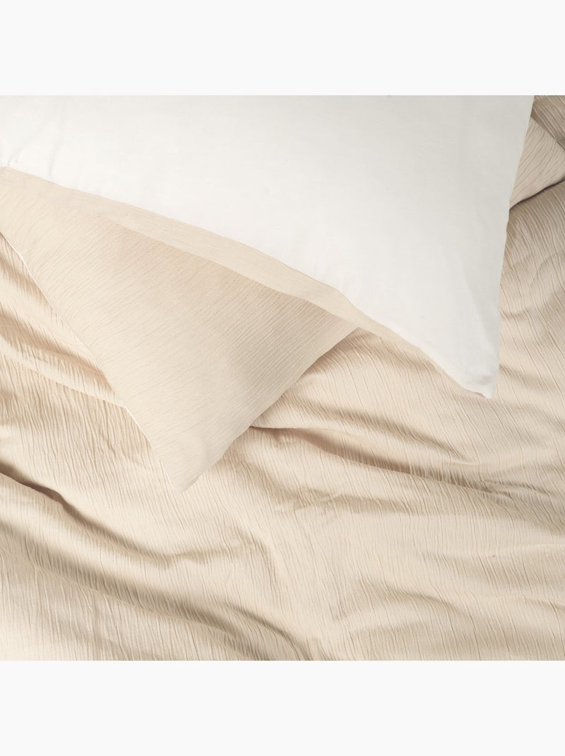 Parure de lit en Gaze de Microfibre uni ou bicolore Blanc Ecru - Kiabi