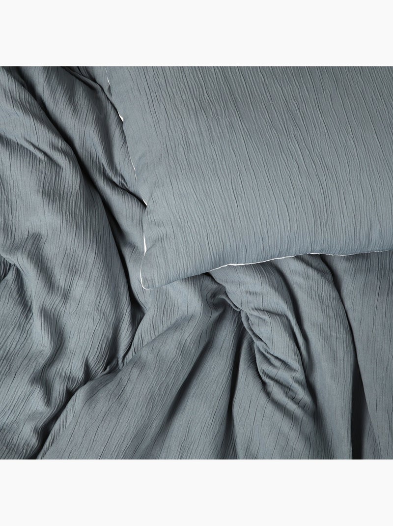 Parure de lit en Gaze de Microfibre uni ou bicolore Bleu Blanc - Kiabi