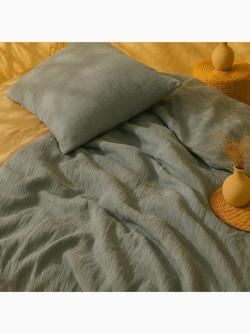 Parure de lit en Gaze de Microfibre uni ou bicolore Bleu pétrole - Kiabi