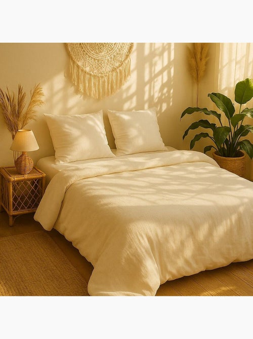Parure de lit en Gaze de Microfibre uni ou bicolore - Kiabi