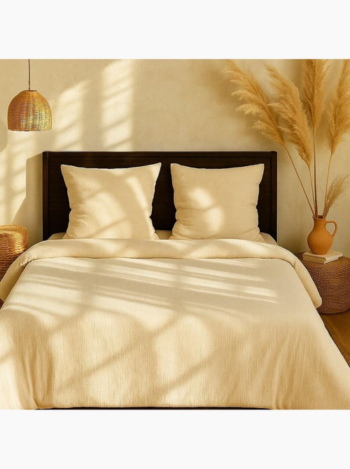 Parure de lit en Gaze de Microfibre uni ou bicolore - Kiabi