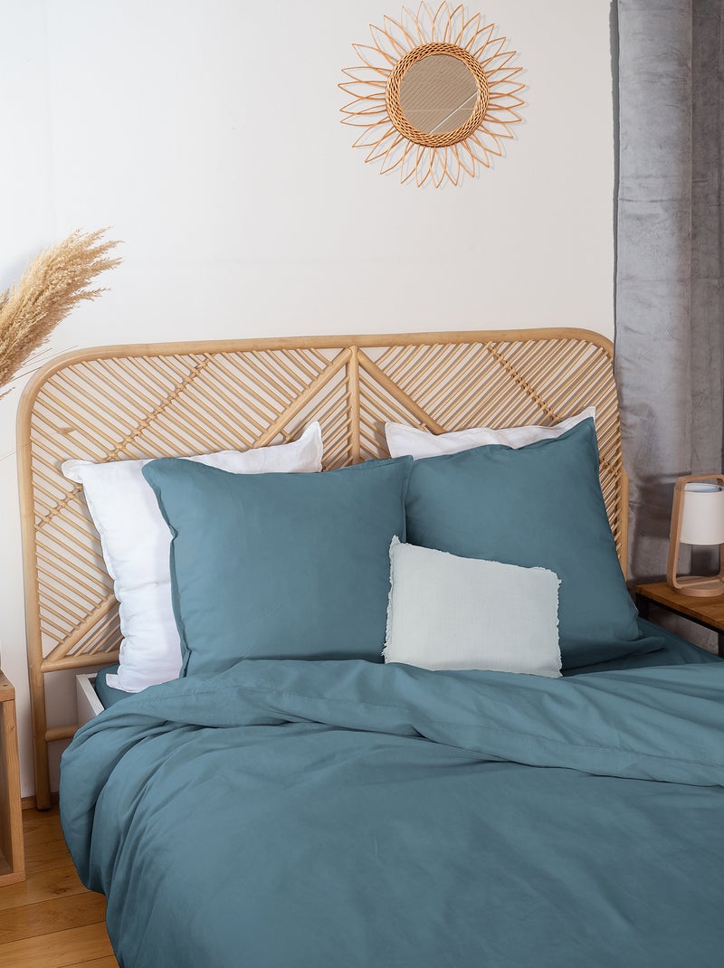 Parure de lit en lin mélangé - 2 personnes Bleu - Kiabi