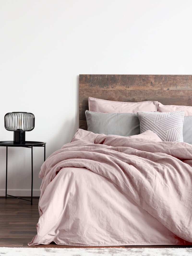 Parure de lit en lin mélangé - 2 personnes Rose - Kiabi