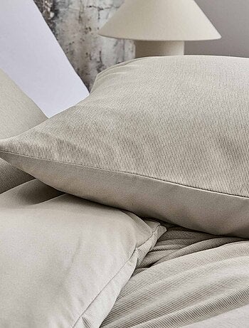 Parure de lit en microfibre flanelle motif fines rayures