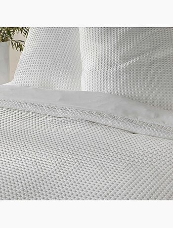 Parure de lit en microfibre gaufrée motif nid d’abeille