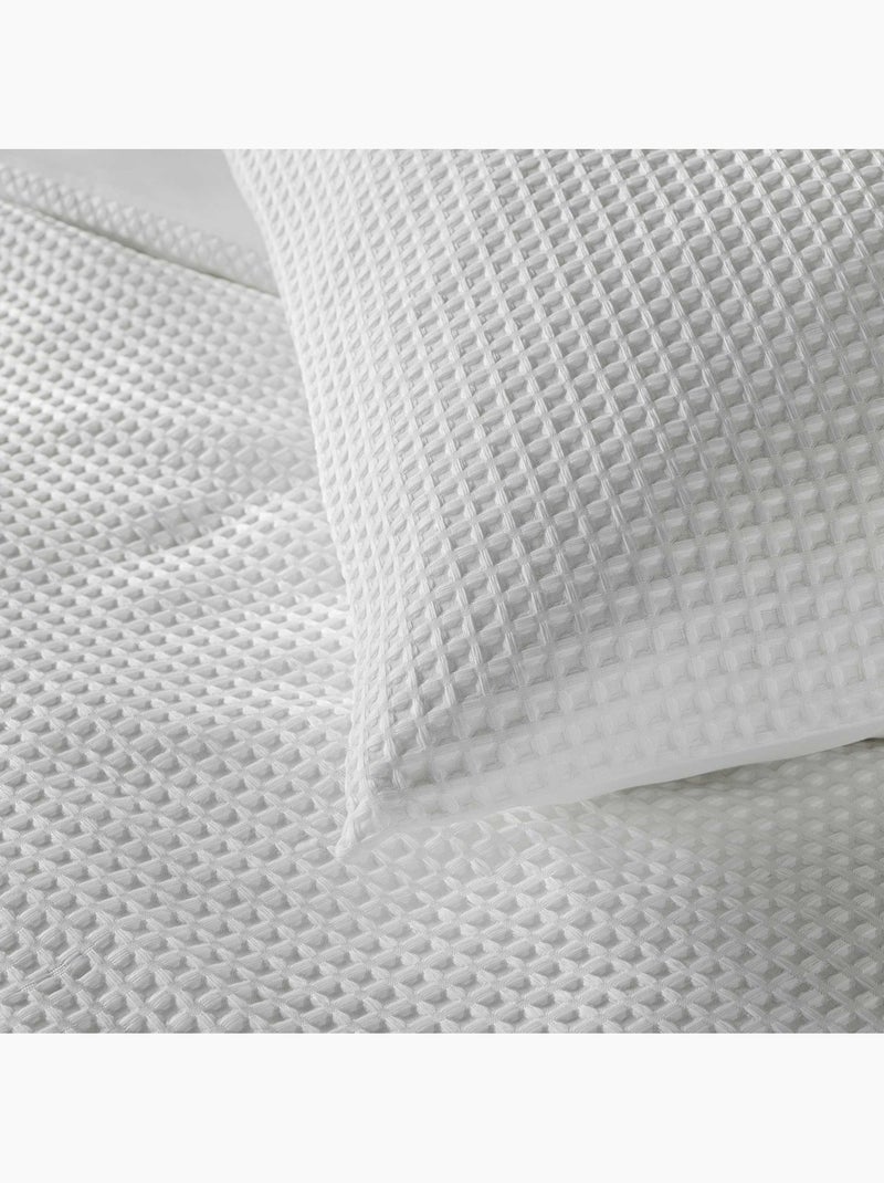 Parure de lit en microfibre gaufrée motif nid d’abeille Blanc - Kiabi
