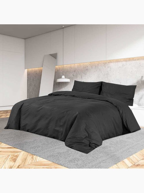 Parure de lit en microfibre grise avec 2 taies - vidaxl - Kiabi Parure de lit en microfibre grise avec 2 taies - vidaxl - Kiabi