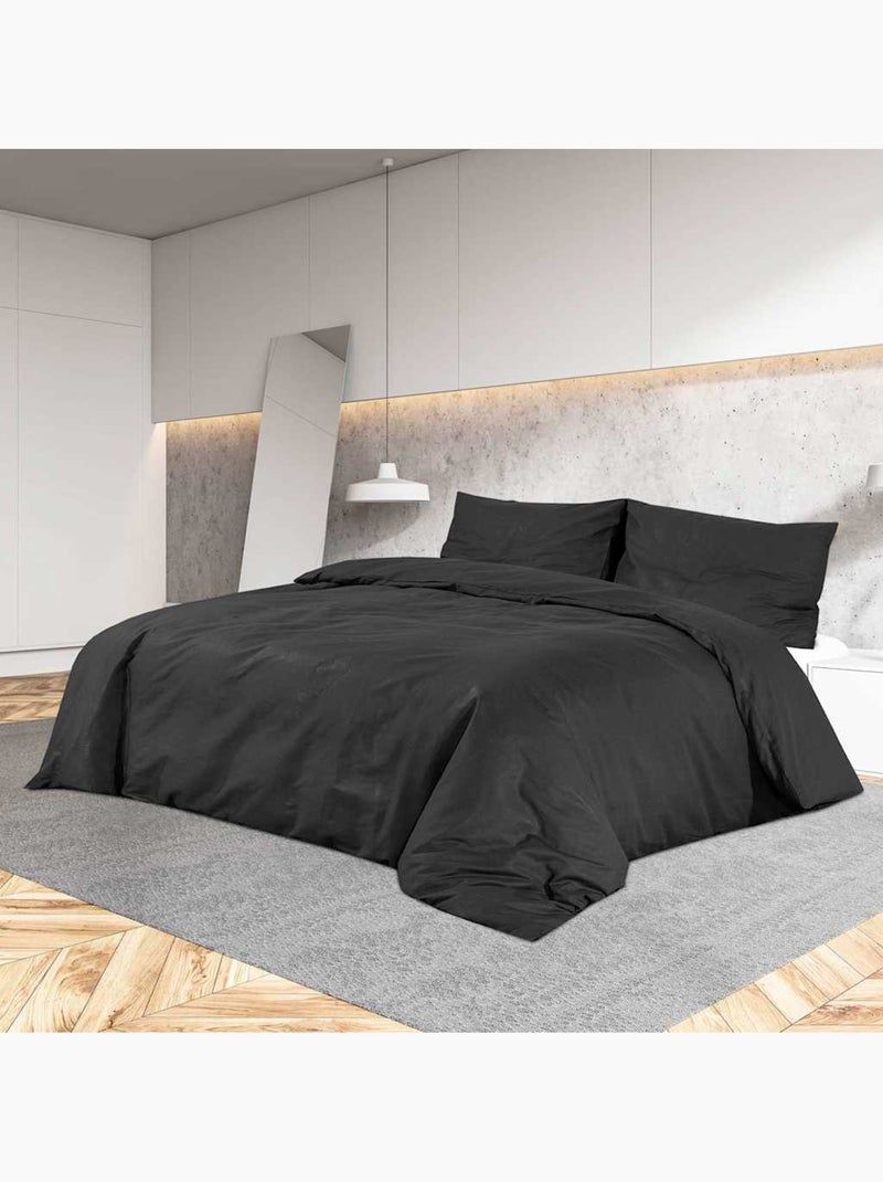 Parure de lit en microfibre grise avec 2 taies - vidaxl Noir - Kiabi