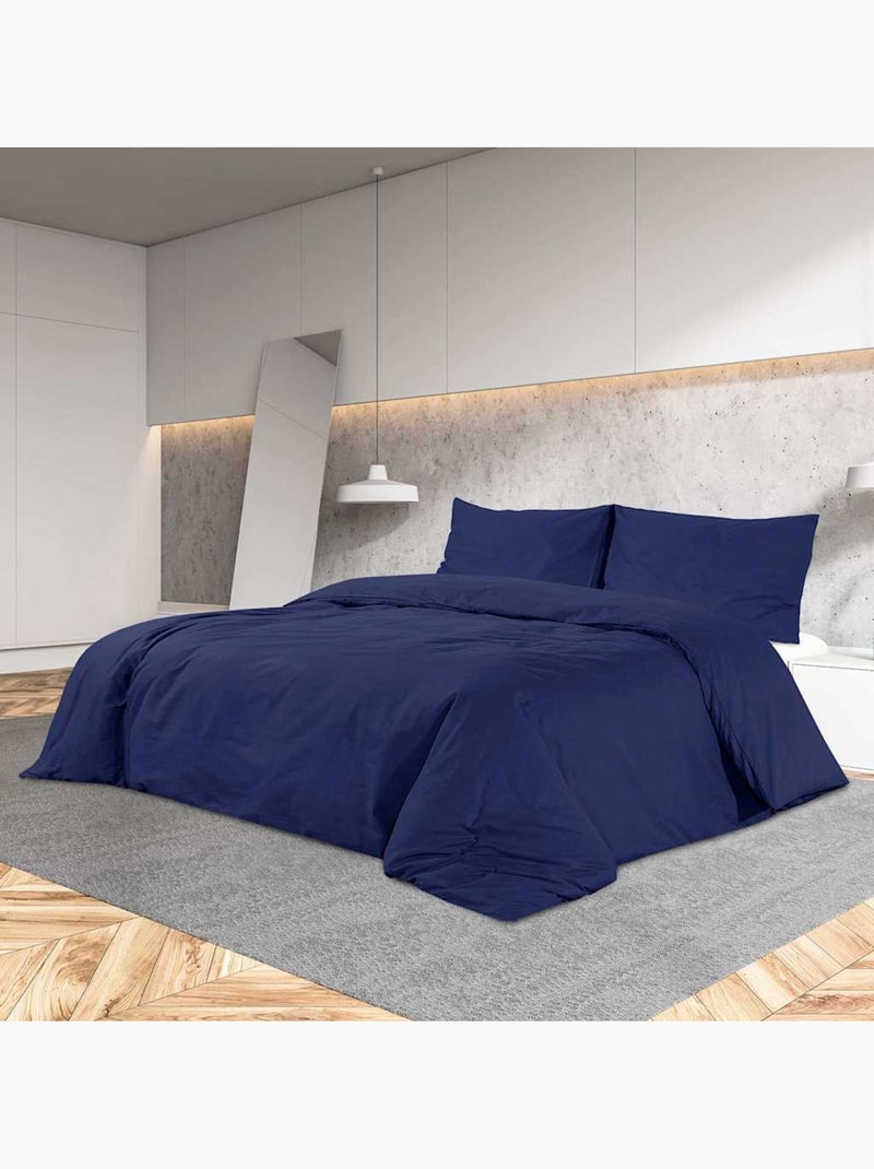 Parure de lit en microfibre housse de couette et 2 taies - vidaxl Bleu - Kiabi