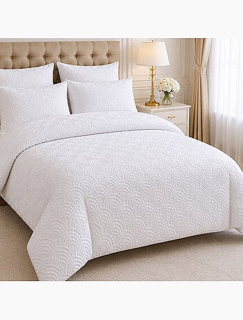 Parure de lit en microfibre jacquard éventails, Tila
