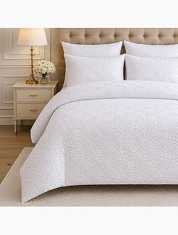 Parure de lit en microfibre jacquard éventails, Tila