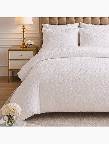 Parure de lit en microfibre jacquard motif chevrons, Eda