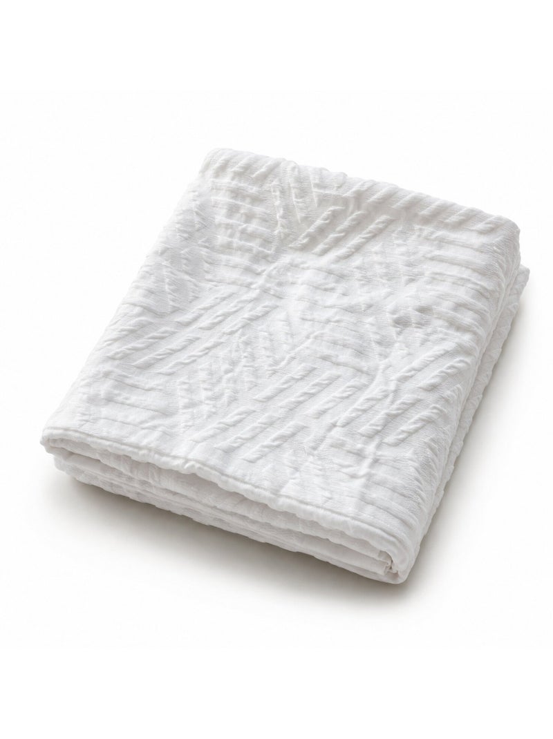 Parure de lit en microfibre jacquard motif chevrons, Eda Blanc - Kiabi