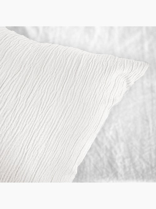 Parure de lit en mirofibre lavée et gaufrée unie, AURORE - Kiabi