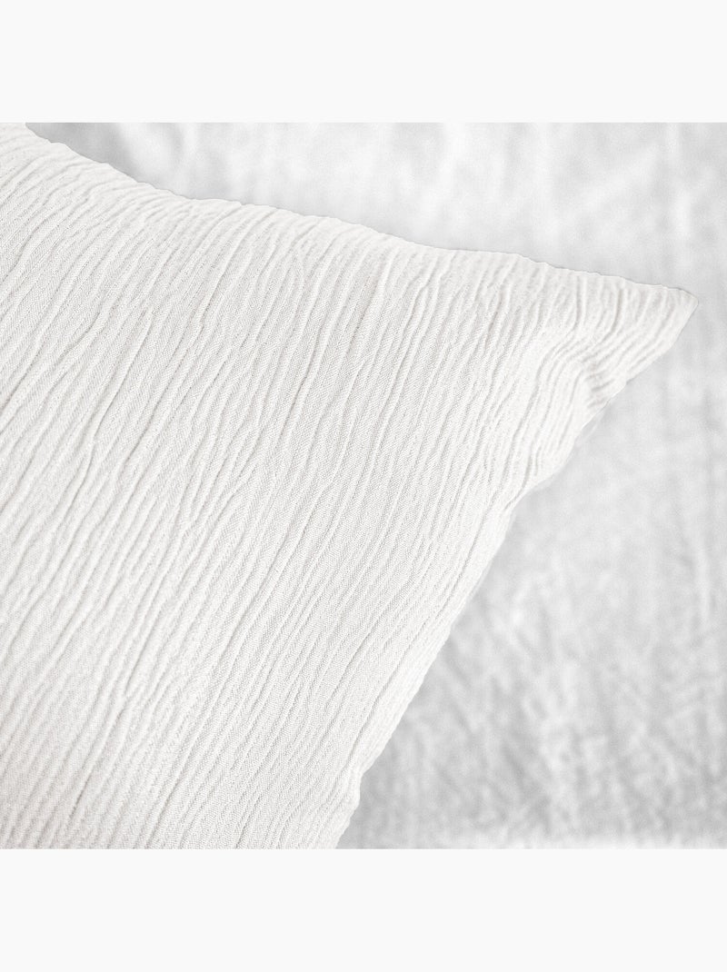 Parure de lit en mirofibre lavée et gaufrée unie, AURORE Blanc - Kiabi