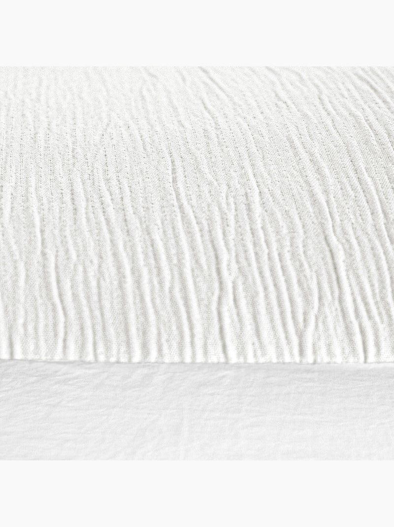 Parure de lit en mirofibre lavée et gaufrée unie, AURORE Blanc - Kiabi