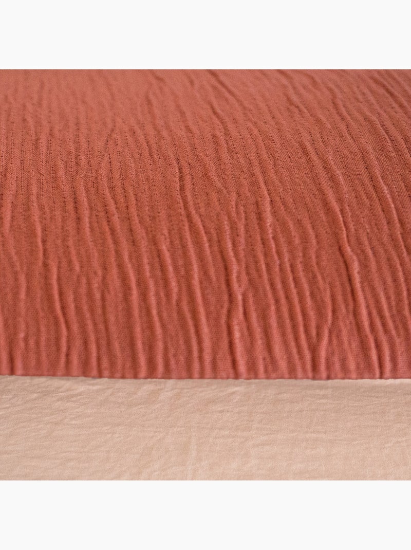 Parure de lit en mirofibre lavée et gaufrée unie, AURORE Rouge - Kiabi
