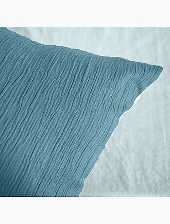Parure de lit en mirofibre lavée et gaufrée unie, CELESTE
