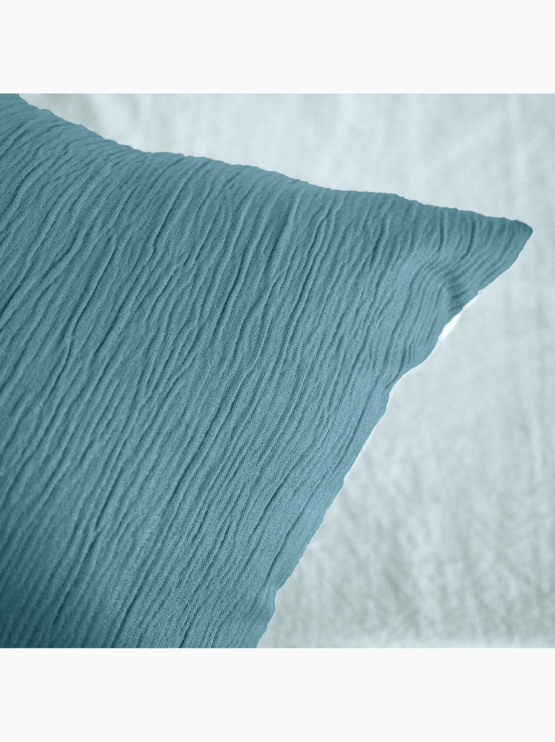 Parure de lit en mirofibre lavée et gaufrée unie, CELESTE Bleu - Kiabi