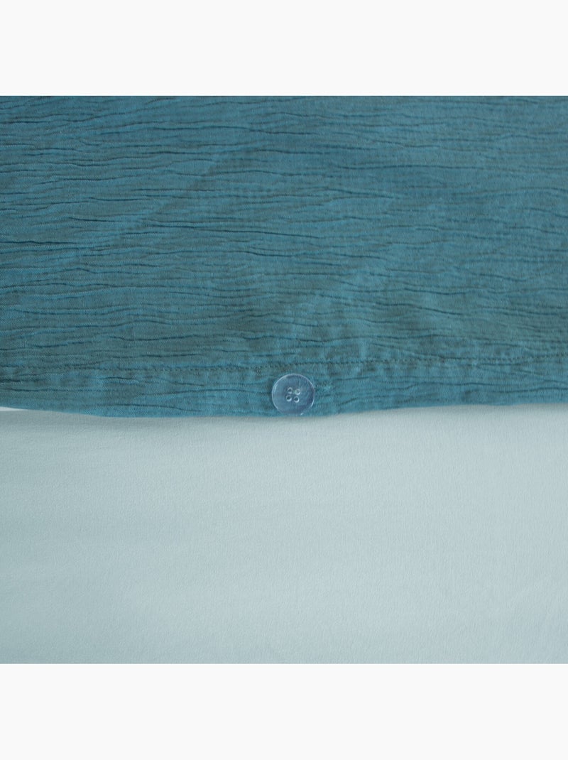 Parure de lit en mirofibre lavée et gaufrée unie, CELESTE Bleu - Kiabi