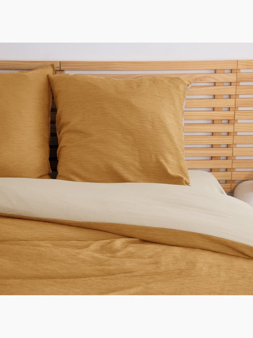 Parure de lit en mirofibre lavée et gaufrée unie, SOLEIL - Kiabi