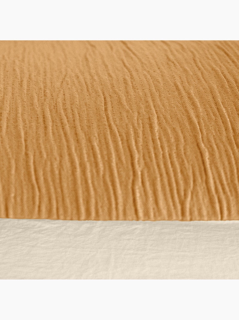 Parure de lit en mirofibre lavée et gaufrée unie, SOLEIL Sable - Kiabi