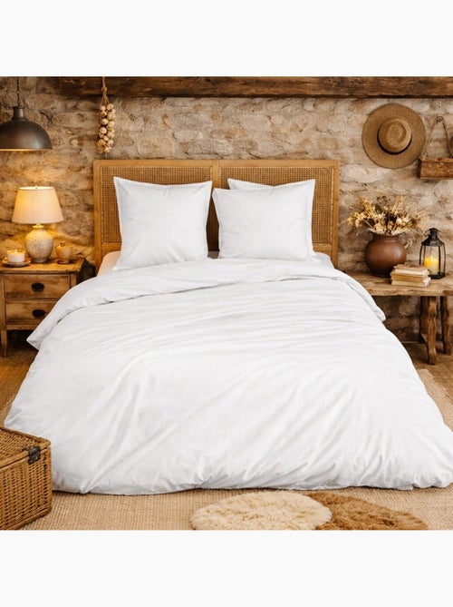 Parure de lit en percale de coton 65 fils/cm² - 140x200 / blanc - Kiabi Parure de lit en percale de coton 65 fils/cm² - 140x200 / blanc - Kiabi