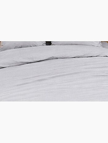 Parure de lit en percale de coton 65 fils/cm² - gris - 140x200 / gris