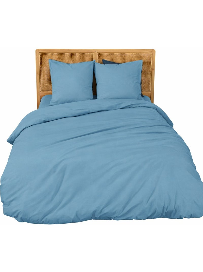 Parure de Lit en Percale de Coton 65 fils/cm² Bleu - Kiabi