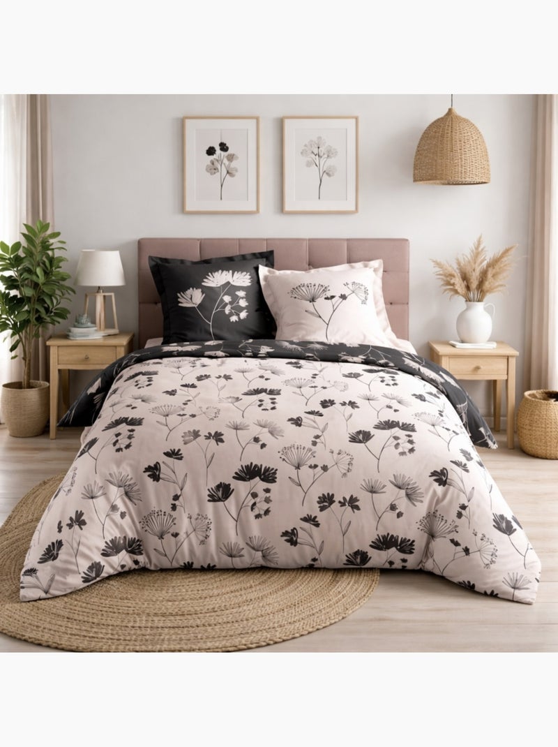 Parure de lit en percale de coton Collection Iris Beige - Kiabi