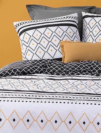Parure de lit en percale de coton et motifs graphiques