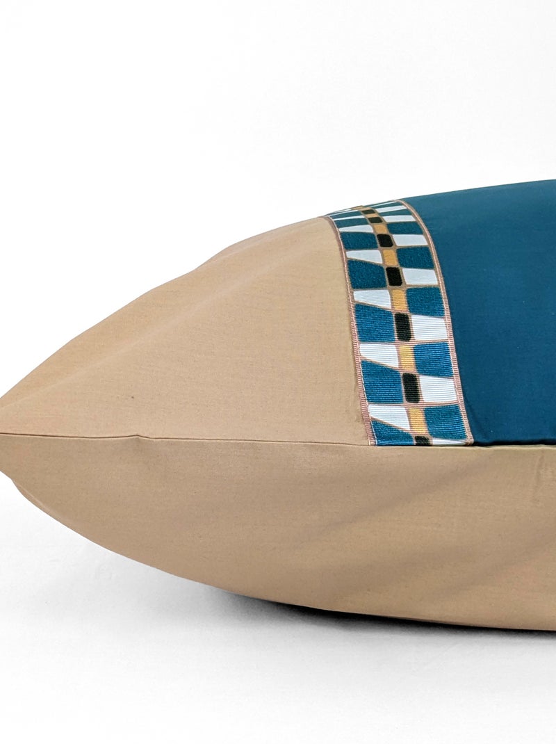 Parure de lit en percale de coton LINOA bleu cobalt Taie 50x70 cm Bleu cobalt - Kiabi