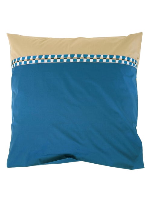 Parure de lit en percale de coton LINOA bleu cobalt Taie 65x65 cm - Kiabi