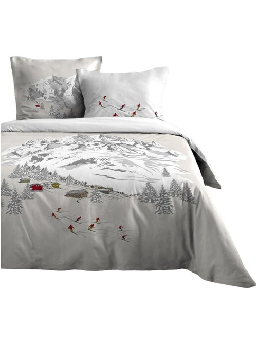 Parure de lit en percale de coton station meribel - Kiabi