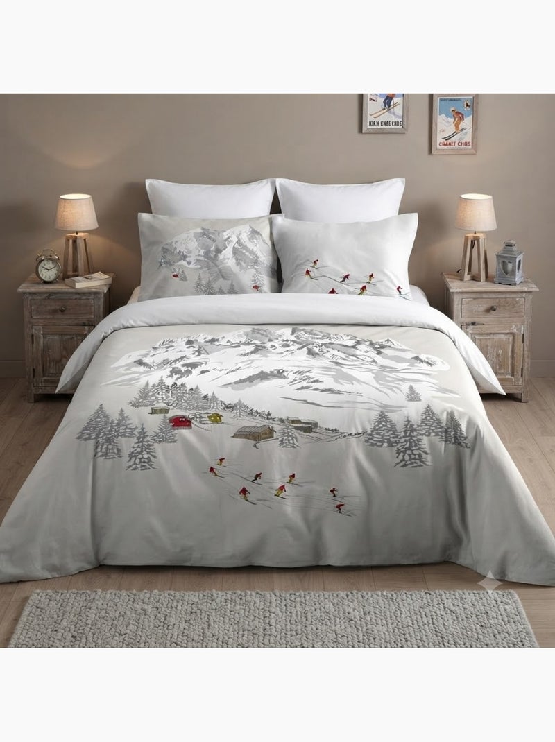 Parure de lit en percale de coton station meribel Beige - Kiabi