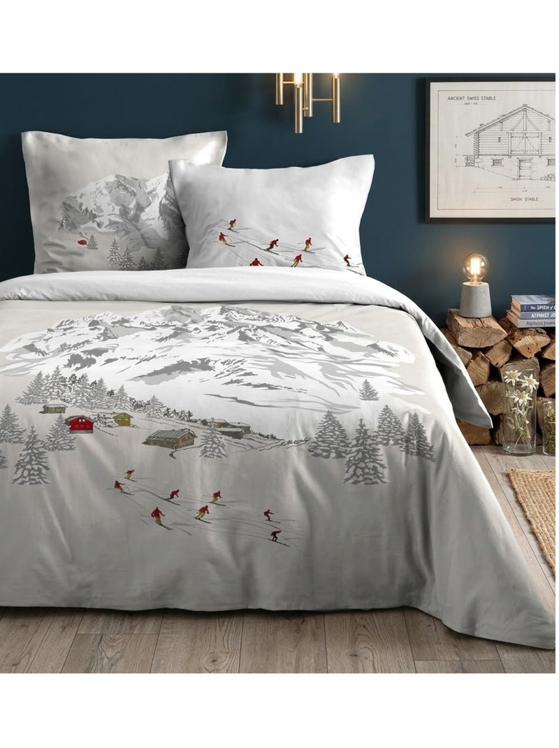 Parure de lit en percale de coton station meribel Beige - Kiabi