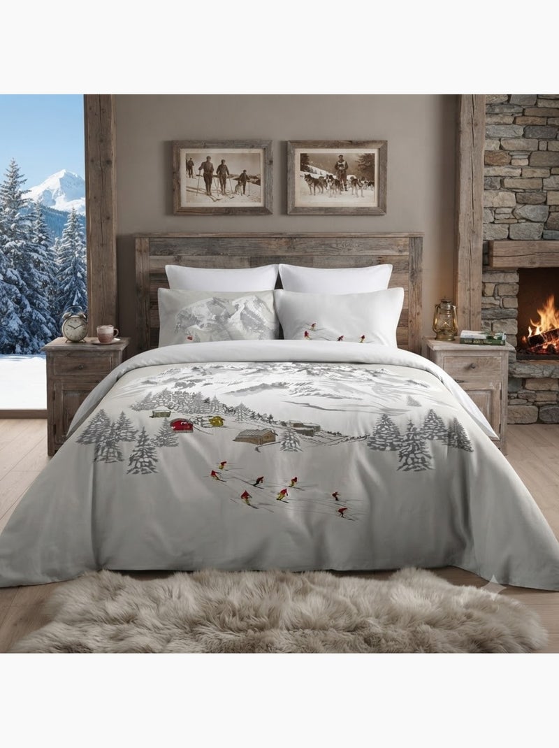 Parure de lit en percale de coton station meribel Beige - Kiabi