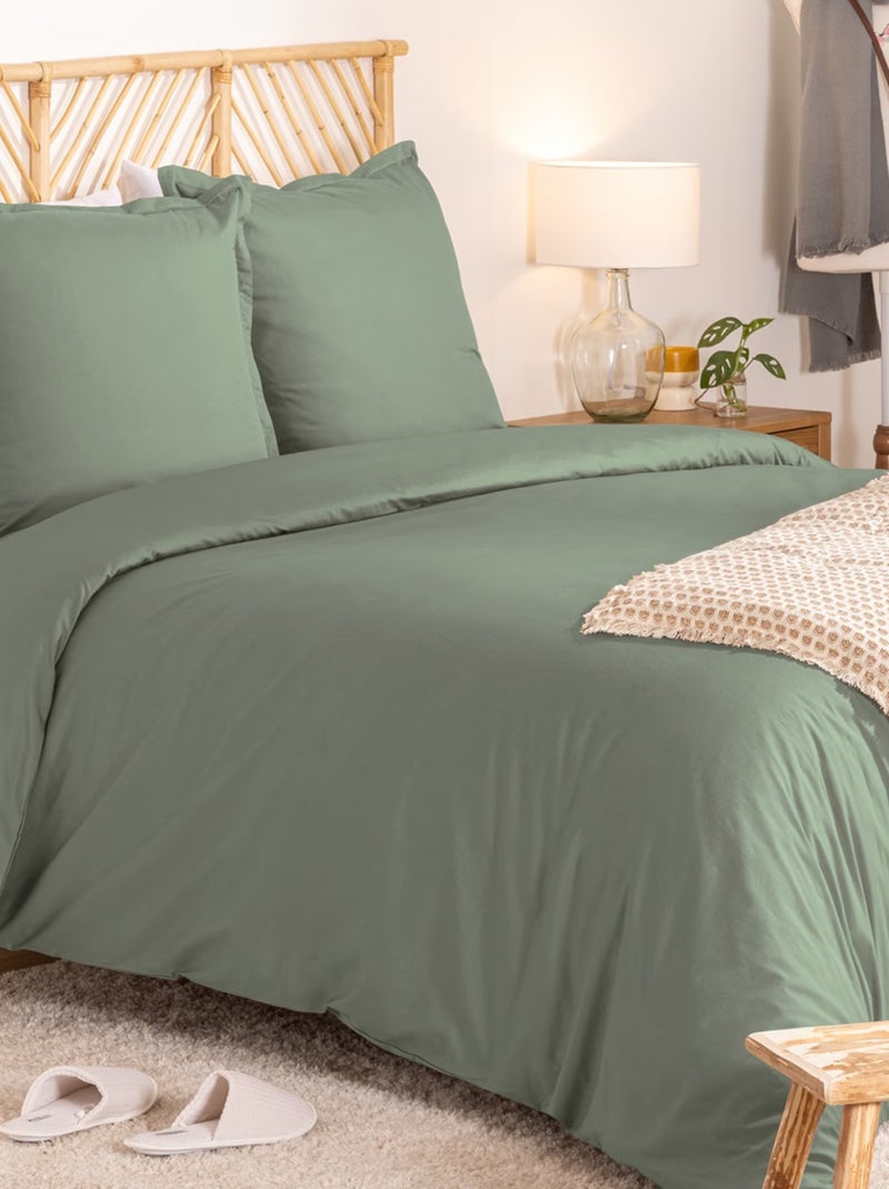Parure de lit en Percale de coton Uni Bleu - Kiabi