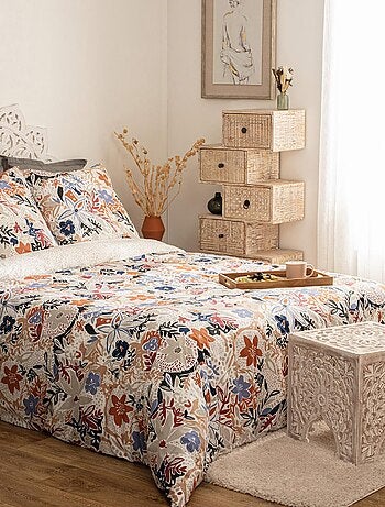Parure de lit en percale fleurie