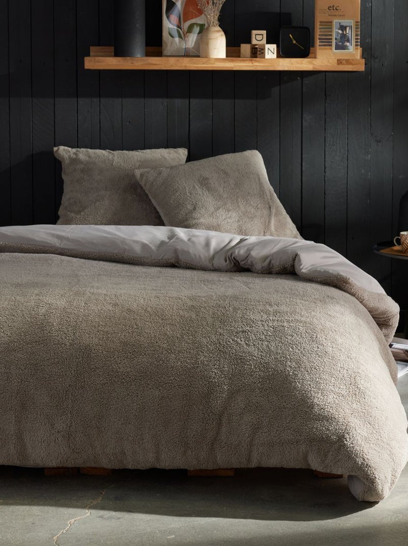 Parure de lit en polaire - 2 personnes beige - Kiabi