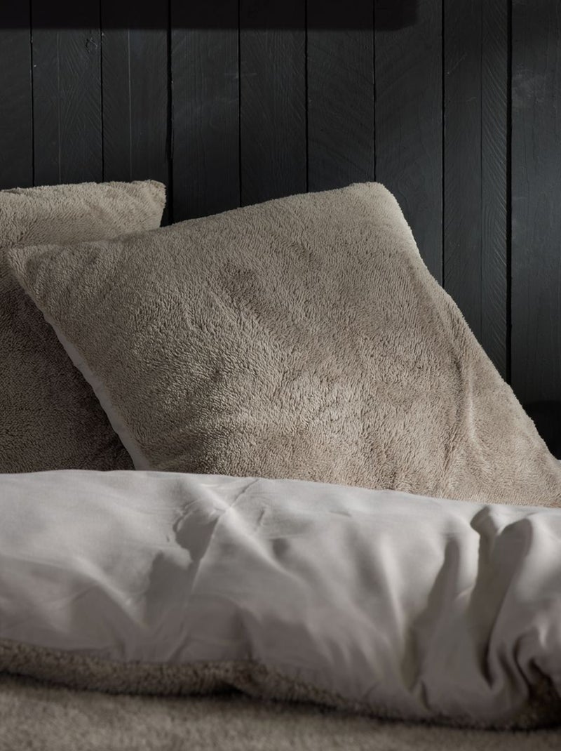 Parure de lit en polaire - 2 personnes beige - Kiabi