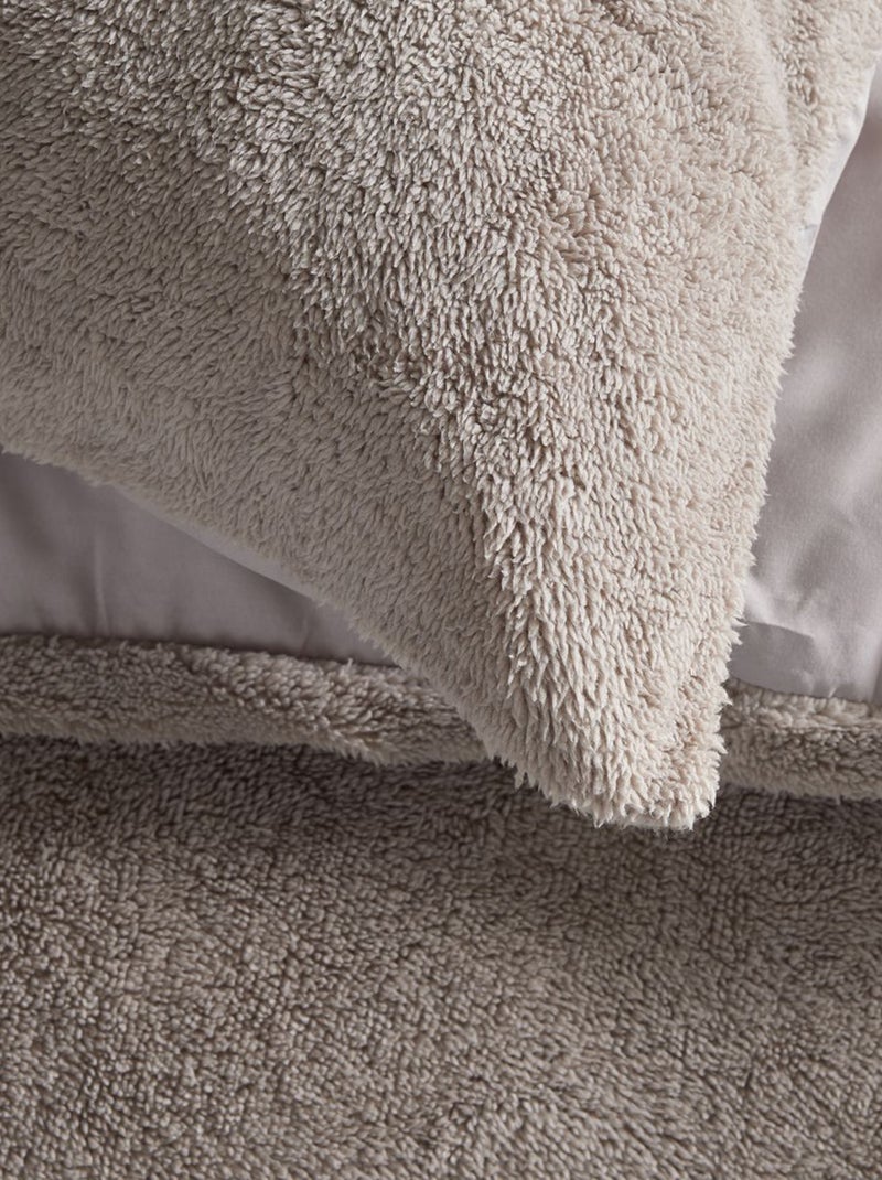 Parure de lit en polaire - 2 personnes beige - Kiabi