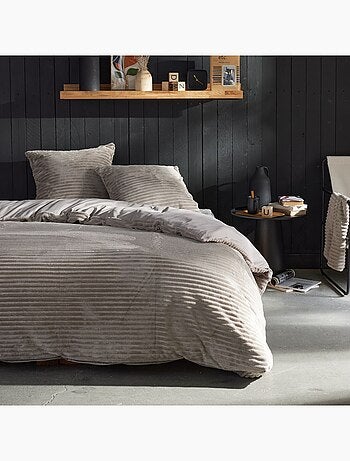 Parure de lit en polaire côtelé BIEN AU CHAUD